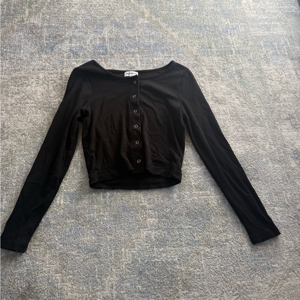 Black Cargo Superdown Button Down Top - image 2